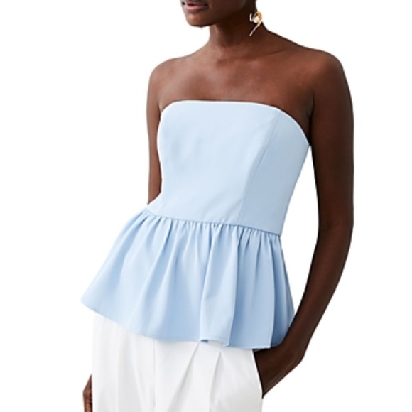 French Connection Blue Sleeveless Peplum Bustier Blouse - Picture 1 of 4